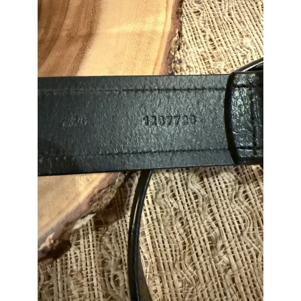 Vintage Polo Ralph Lauren Smooth leather Gold Logo Plate belt black Brass Sz-36